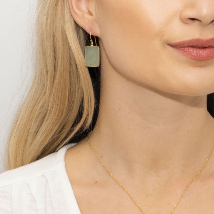 Sarah Alexander Mesmerise Green Aventurine Square Drop Earrings