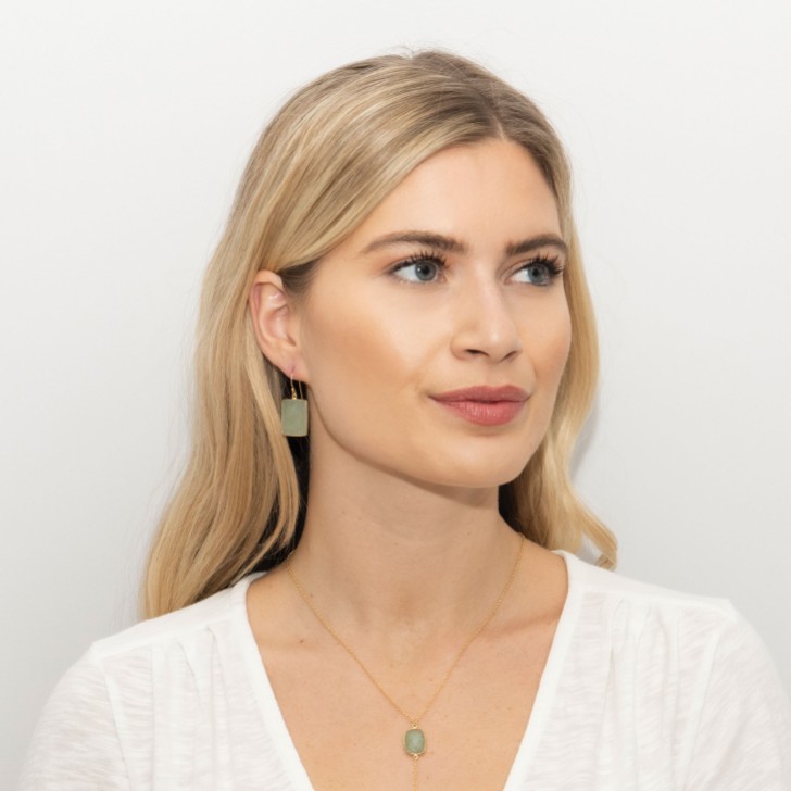 Sarah Alexander Mesmerise Green Aventurine Square Drop Earrings