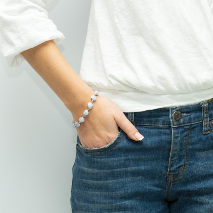 Sarah Alexander Morning Star - Bracelet multi-pierres en agate dentelle bleue