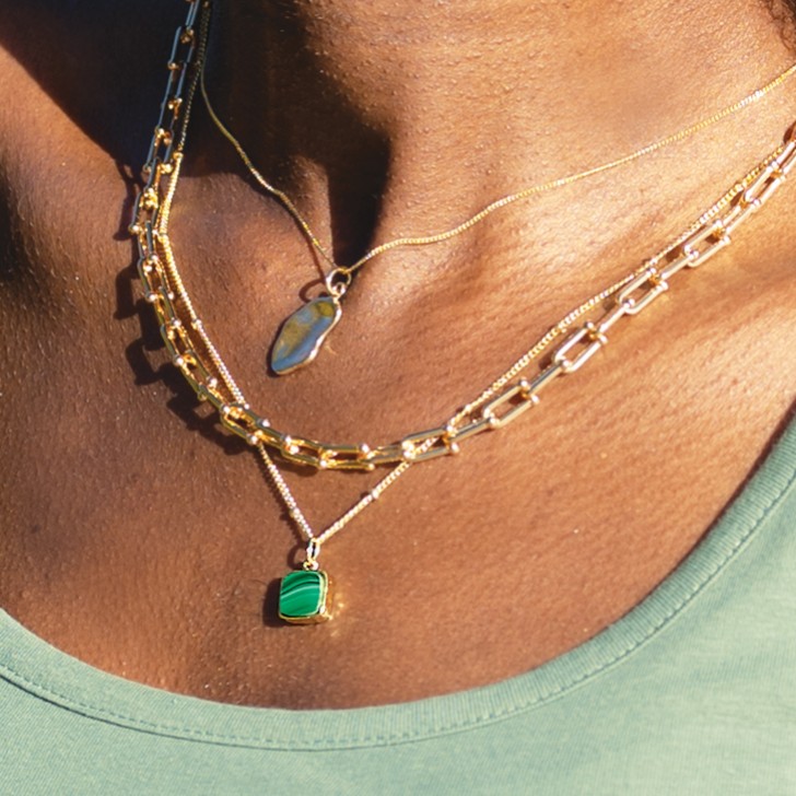 Sarah Alexander Napa Malachite Square Charm Pendant