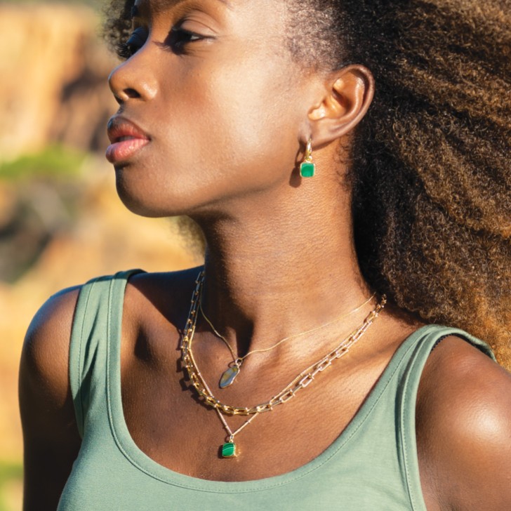 Sarah Alexander Napa Malachite Square Charm Pendant