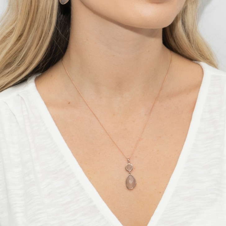 Sarah Alexander Nomad Grey Chalcedony Double Drop Pendant