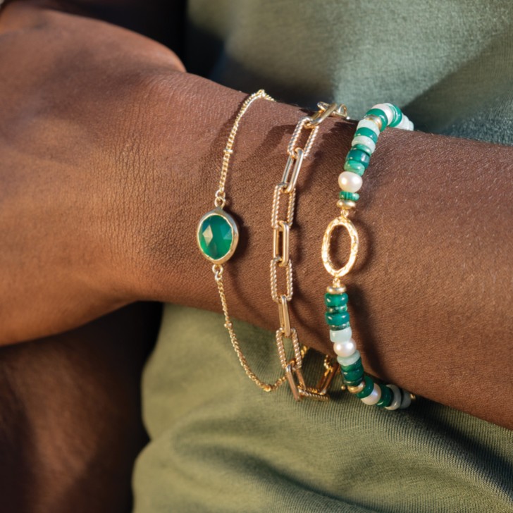 Sarah Alexander Nubia Green Onyx Gold Gemstone Bracelet