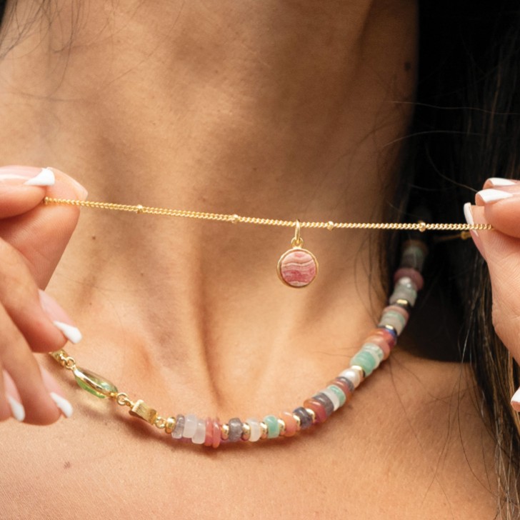 Sarah Alexander Rosa Rhodochrosite Round Charm Pendant