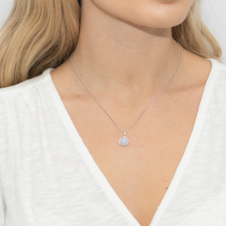 Sarah Alexander Sea Mist Blue Lace Agate Silver Pendant