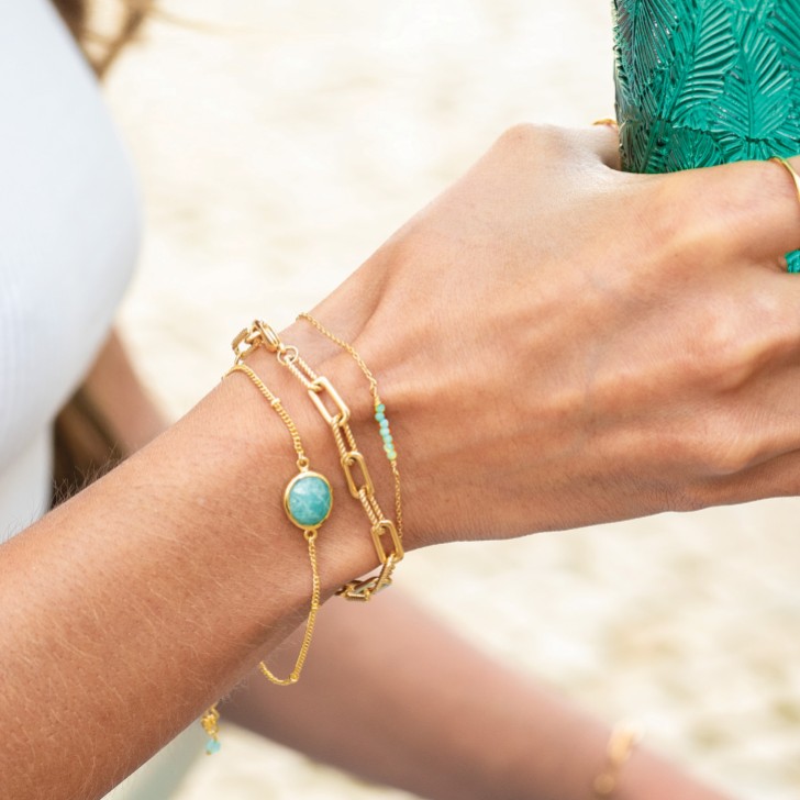 Sarah Alexander Tangiers Amazonite Gold Gemstone Bracelet