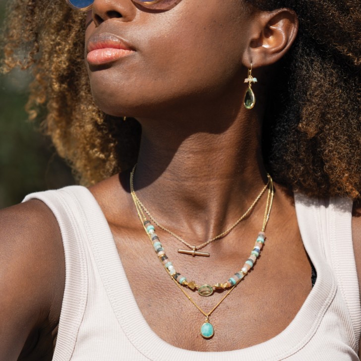 Sarah Alexander Collier de pierres précieuses en or Amazonite de Tanger