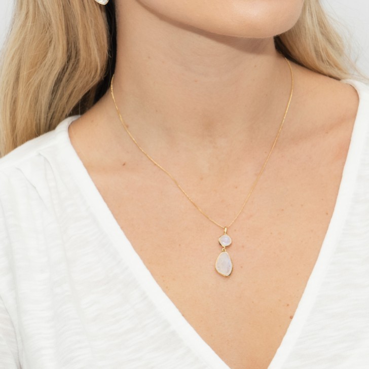 Sarah Alexander Tidal Rainbow Moonstone Double Drop Pendant