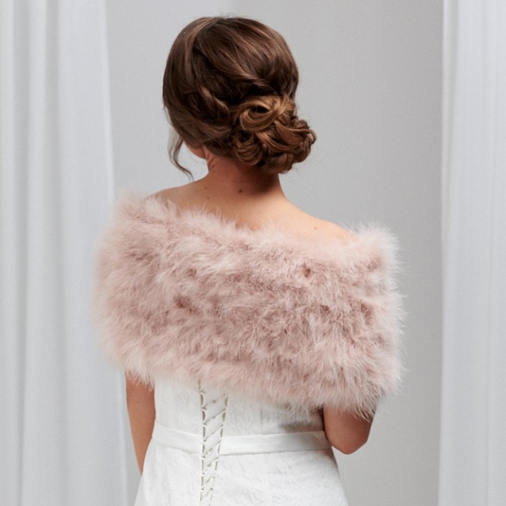 Scarlet Blush Feather Bridal Stole