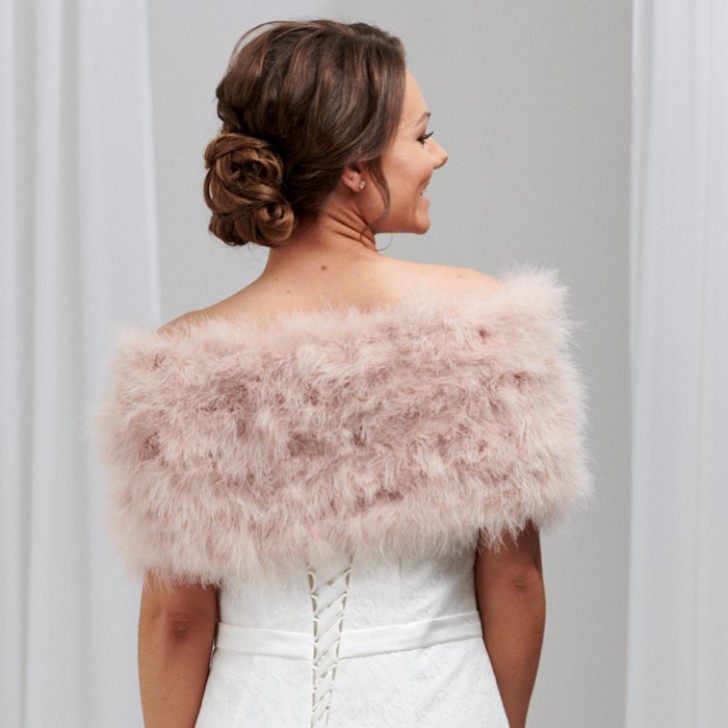 Scarlet Blush Feather Bridal Stole