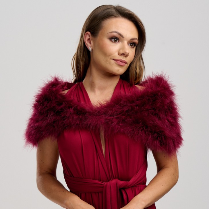 Scarlet Burgundy Feather Wedding Wrap
