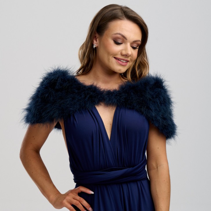 Scharlachrot Navy Feder Hochzeit Wrap