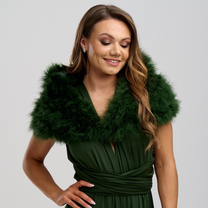 Scarlet Olive Green Feather Wedding Wrap