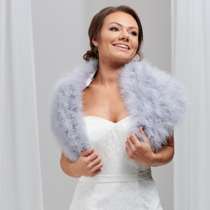 Scharlachrot Silber Grau Feder Brautstola