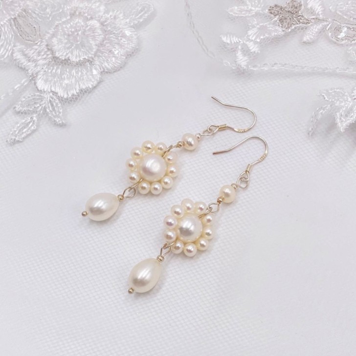 Selaina Floral Freshwater Pearl Chandelier Earrings