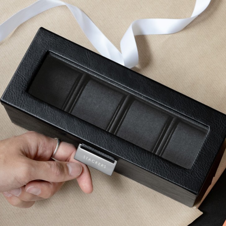 Stackers Schwarze 4-teilige Uhrenbox