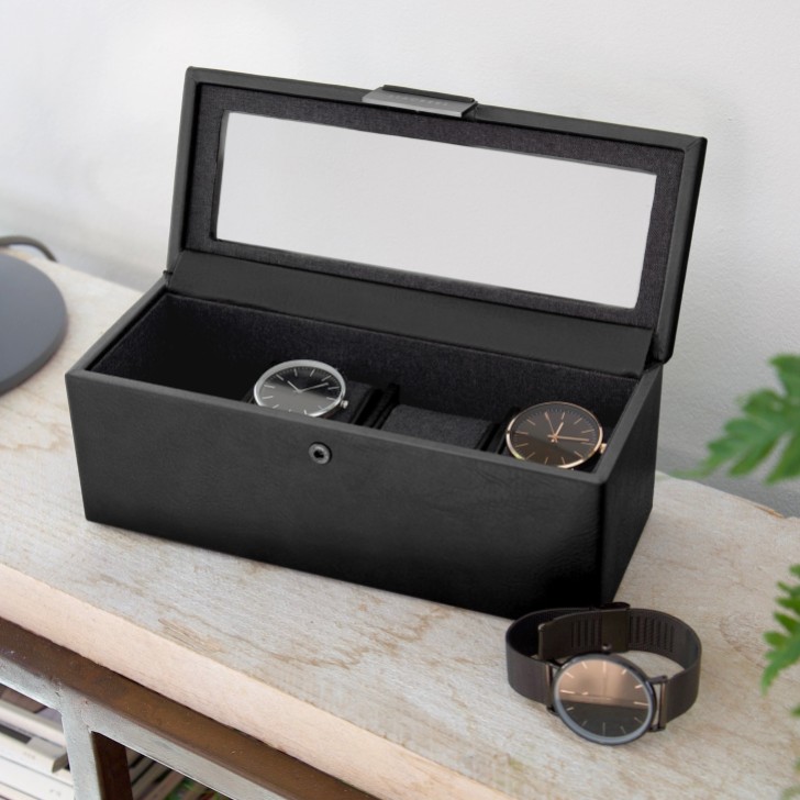 Stackers Schwarze 4-teilige Uhrenbox