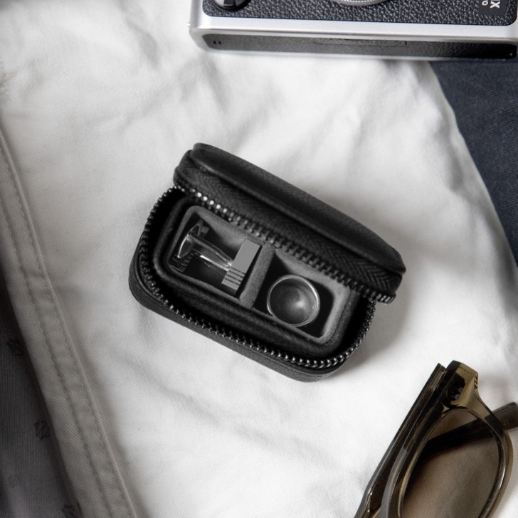 Stackers Black Zipped Travel Cufflink Box