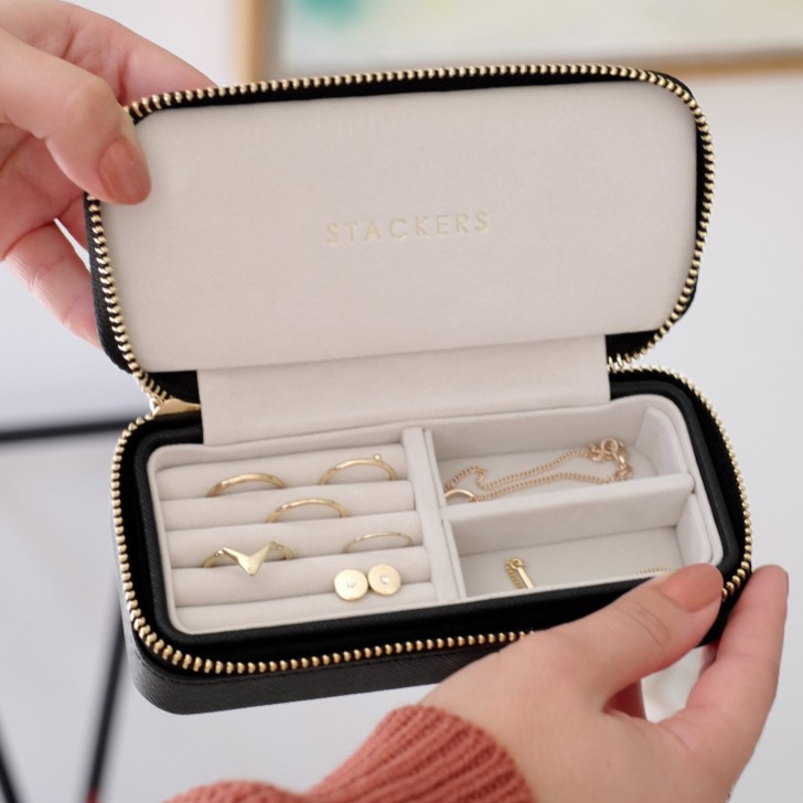 Stackers Boîte à bijoux de voyage zippée noire