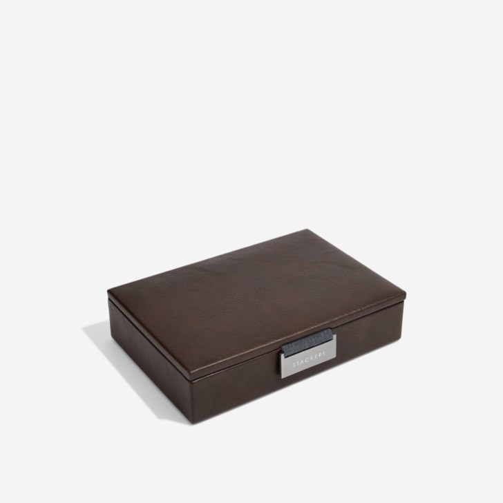 Stackers Brown Faux Leather Cufflink Box
