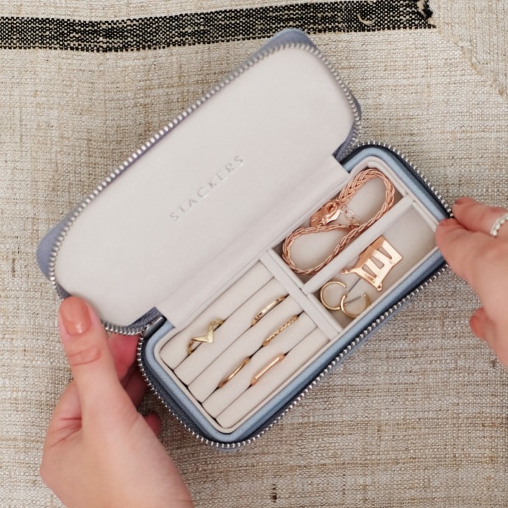 Stackers Boîte à bijoux de voyage zippée bleu foncé
