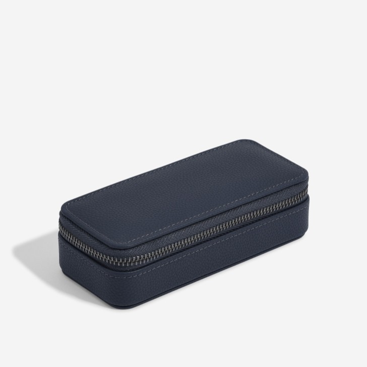 Stackers Boîte à bijoux de voyage zippée pour hommes, bleu marine