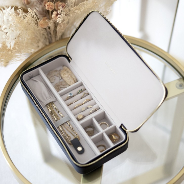 Stackers Boîte à bijoux de voyage zippée pour colliers - Marine
