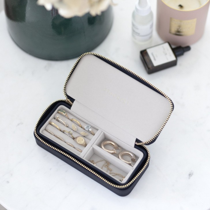 Stackers Boîte à bijoux de voyage zippée marine