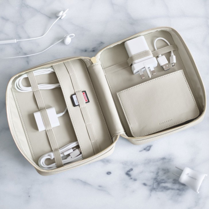 Stackers Oatmeal Cable Tidy Organizer Bag