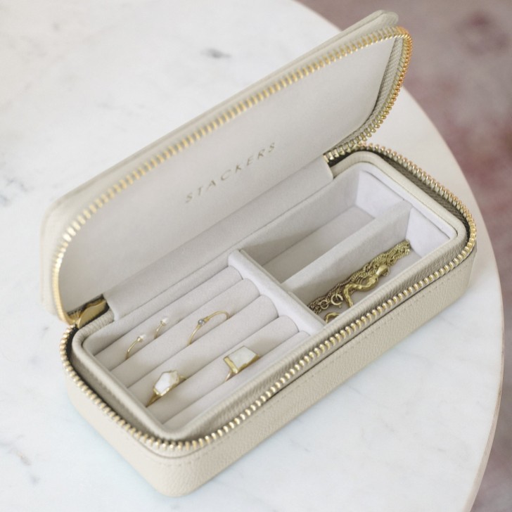 Stackers Oatmeal Zipped Travel Jewellery Box