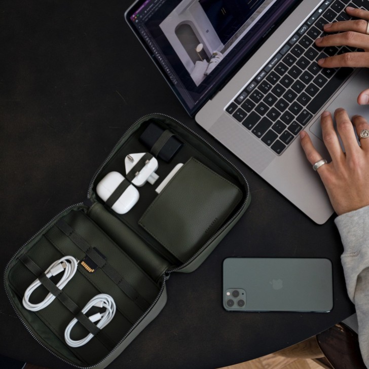 Stackers Olive Green Cable Tidy Organizer Bag