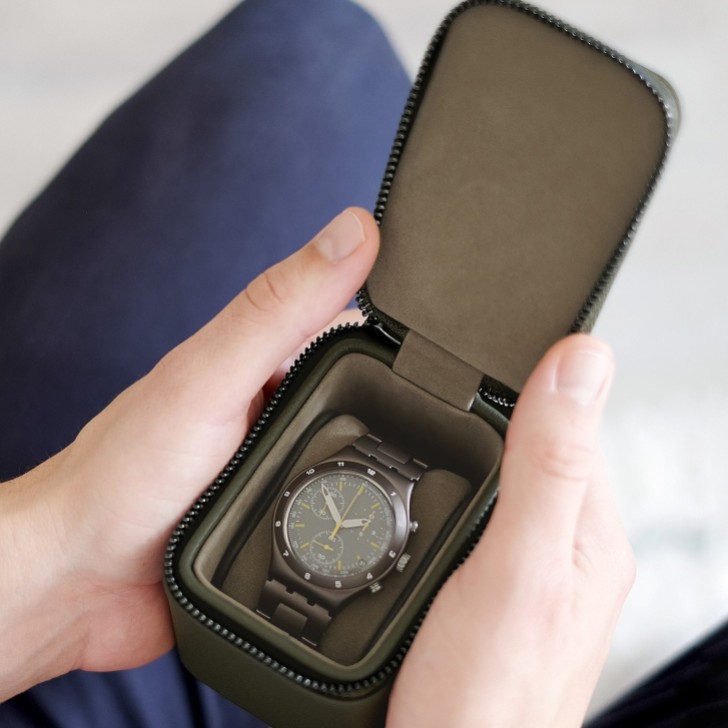 Stackers Boîte à montres de voyage zippée vert olive