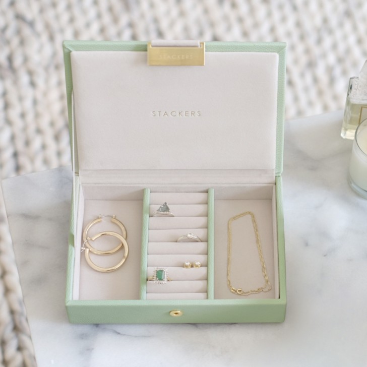 Stackers Sage Green Mini Jewellery Box