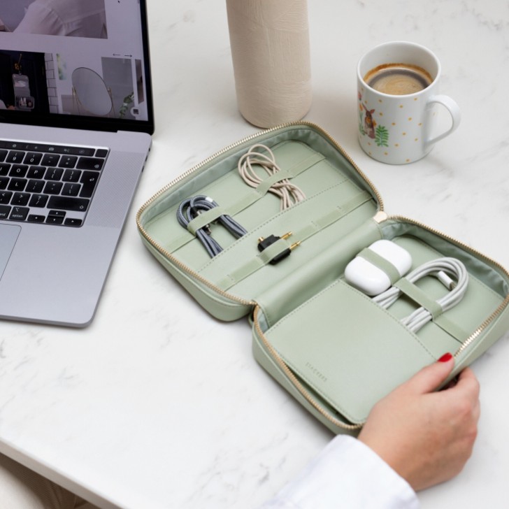 Stackers Sage Green Cable Tidy Organizer Bag