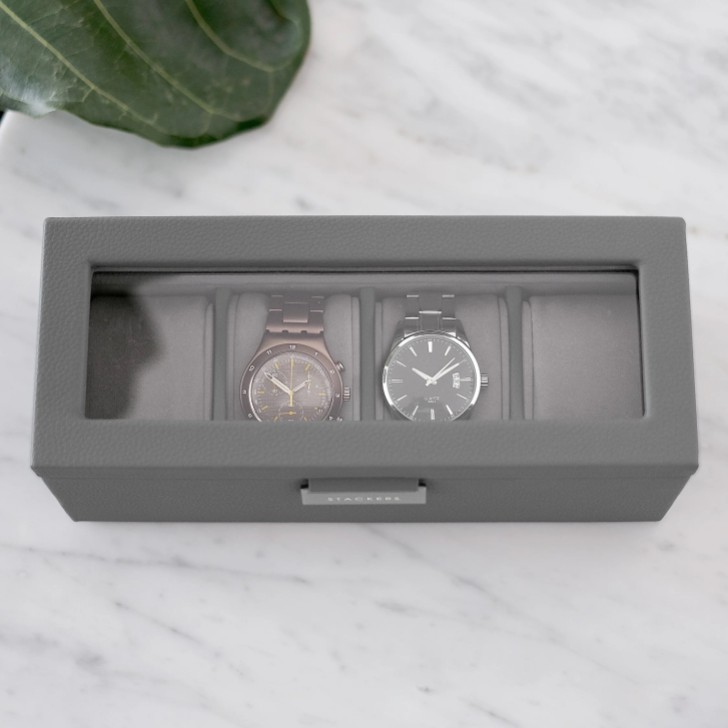 Stackers Boîte à montres 4 pièces gris ardoise