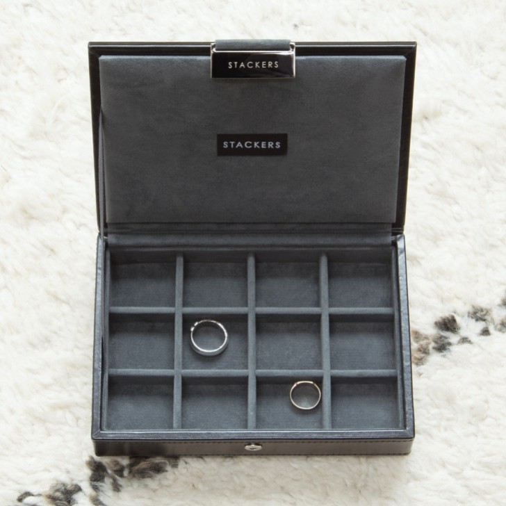 Stackers Smooth Black Faux Leather Cufflink Box