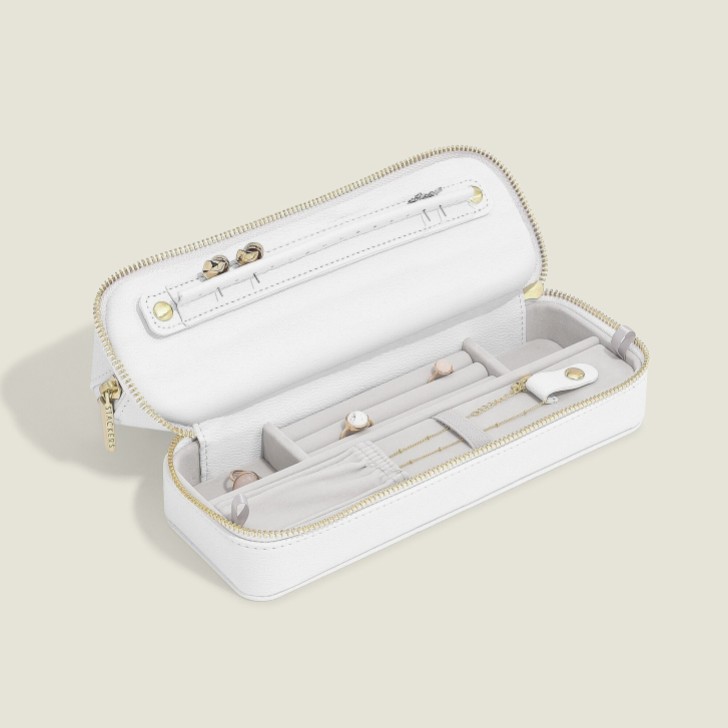 Stackers White Pebble Cosmetic and Jewelry Bag