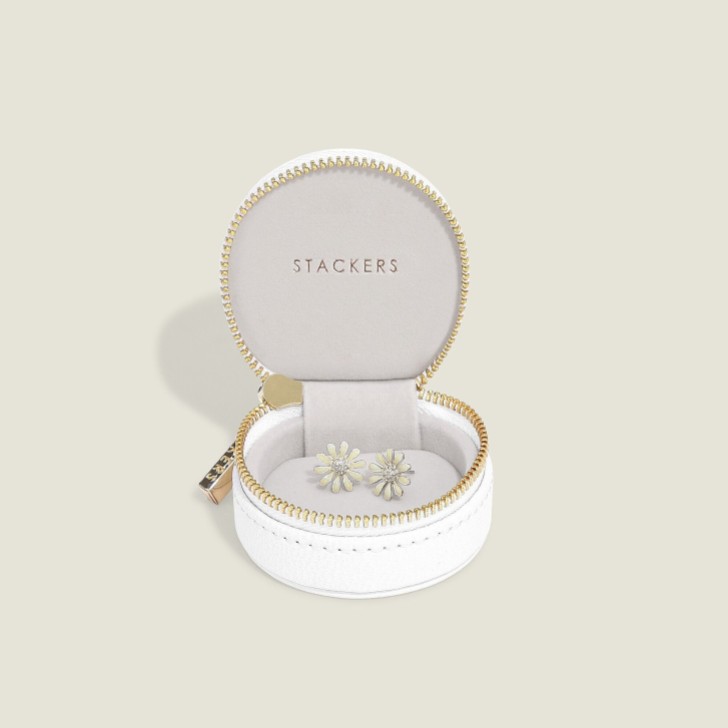 Stackers White Pebble Oyster Travel Jewelry Box