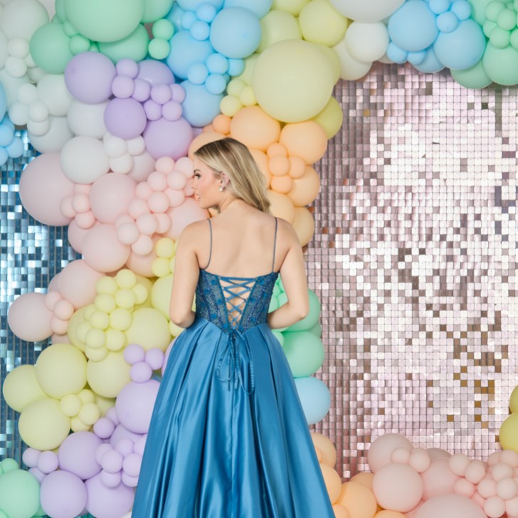 Tiffanys Kaylee Peacock Blue Prom Dress