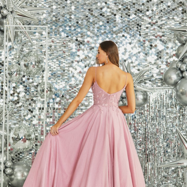 Tiffanys Serenity Rose Pink Floral A Line Prom Dress