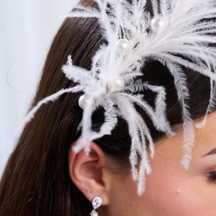 Vauderville Ivory Vintage Feather Headband