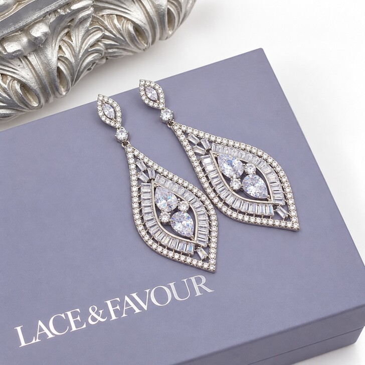 Verona Statement Cubic Zirconia Chandelier Earrings