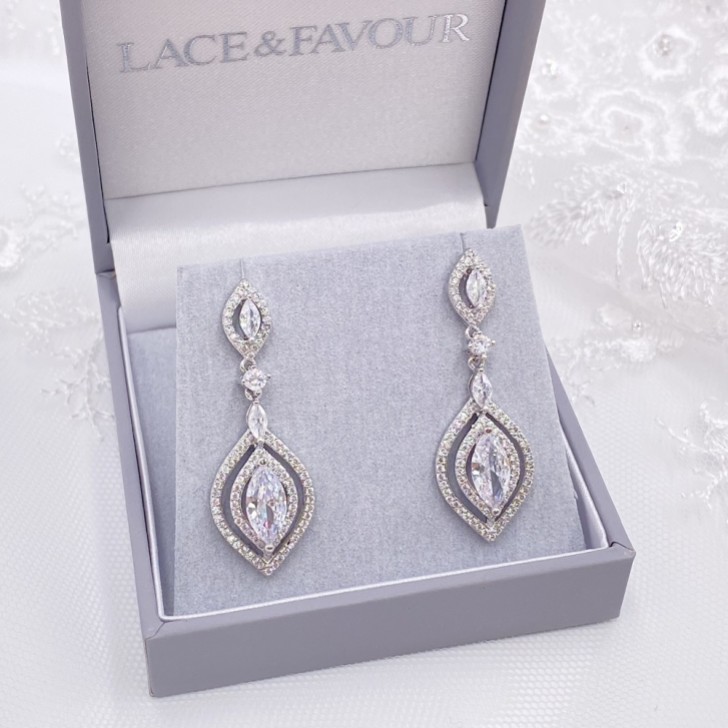 Wallace Vintage Inspired Cubic Zirconia Drop Earrings