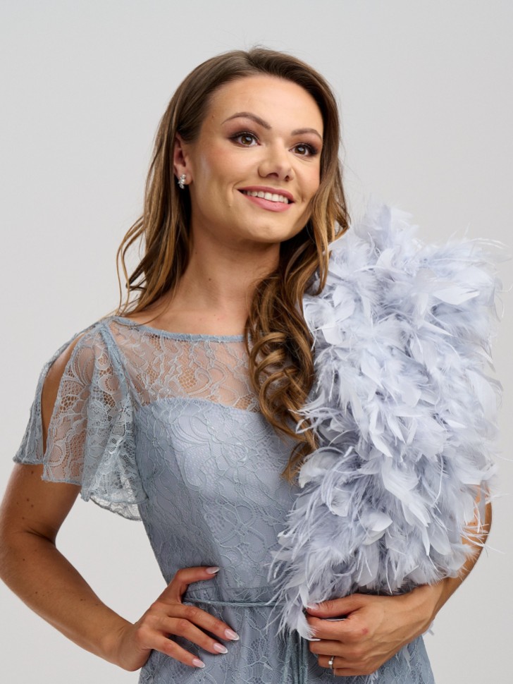 Bardot Silver Gray Ostrich Feather Bridal Stole