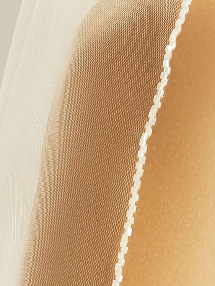 Bianco Ivory Two Tier Beaded Edge Chapel Veil S396