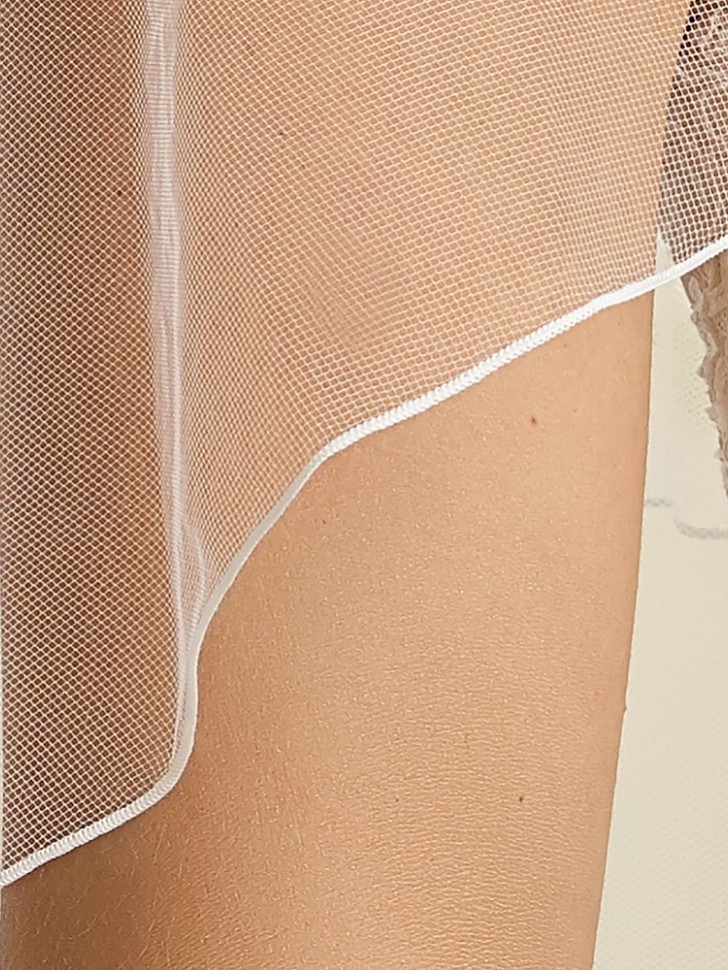 Bianco Plain Two Tier Cathedral Veil with Corded Edge S143
