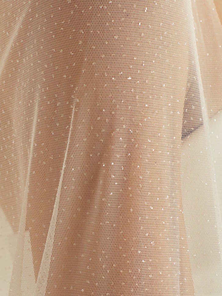 Bianco Single Tier Glitter Tulle Cathedral Veil S362