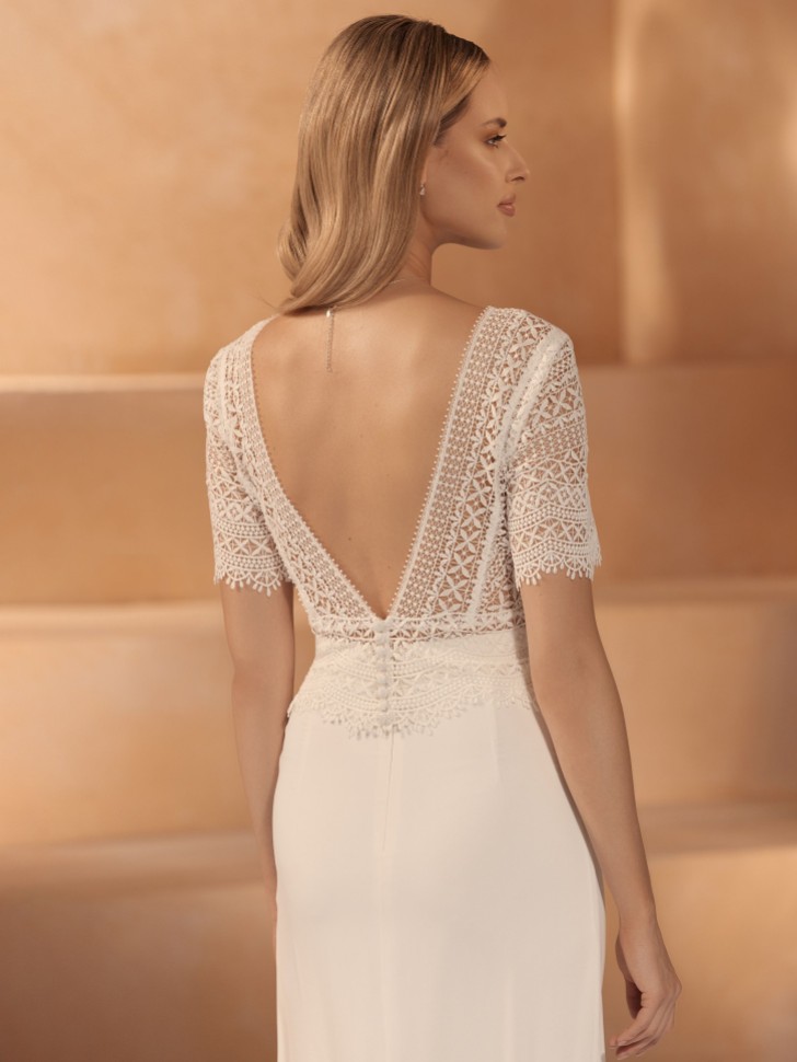 Bianco Ivory Boho Lace V Neck Bridal Top E443