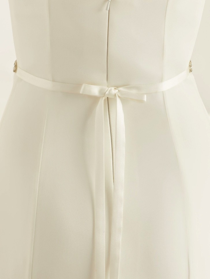 Bianco Narrow Pearl and Diamante Satin Bridal Belt