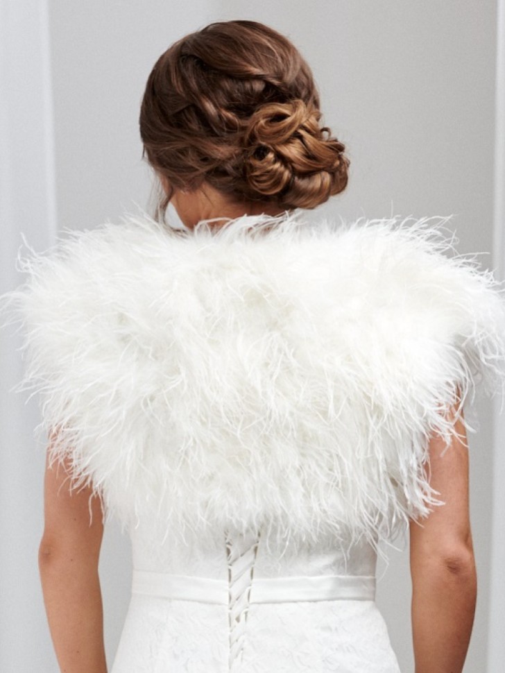 Hayworth Ivory Ostrich Feather Bridal Bolero